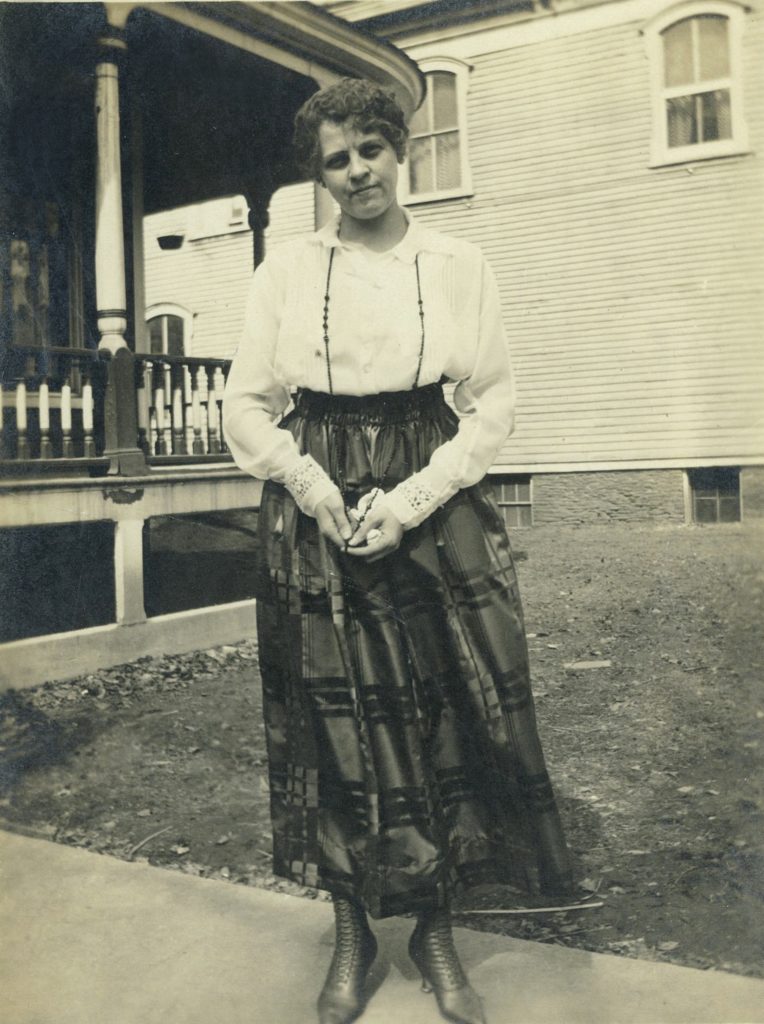 Blanche Hill Larkin in front of the house edited