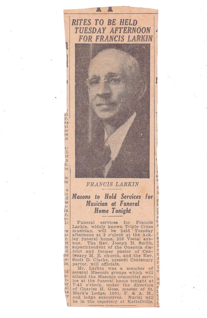 Frank Larkin Funeral Announcement - wide