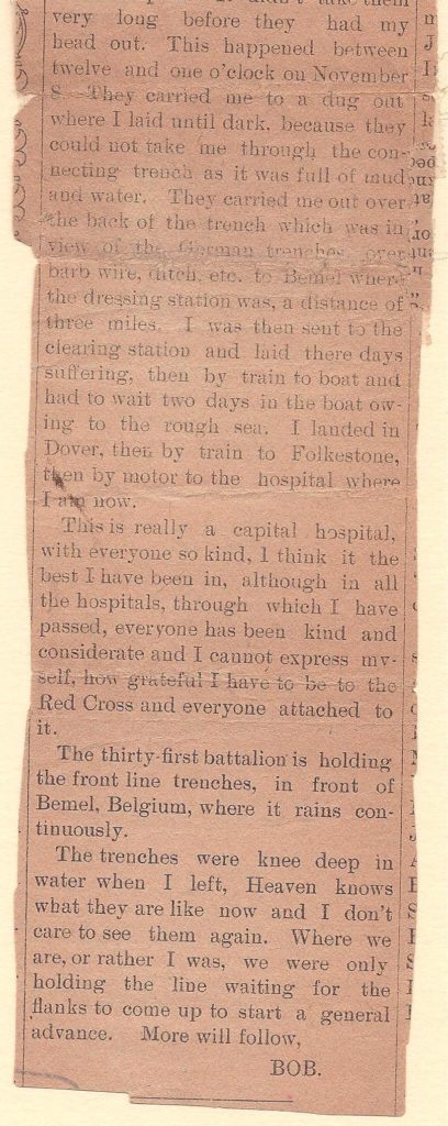 Robert Larkin newspaper clipping - letter to wife page 2